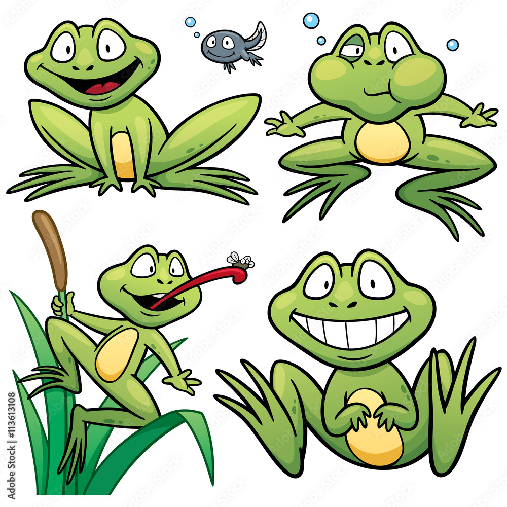 Obraz premium Vector illustration of Frog Set Cartoon