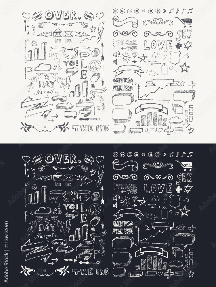 Obraz premium Elements of Infographics in the Style of Sketch
