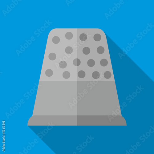 Steel thimble icon, flat style