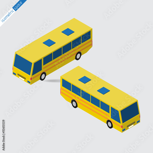 isometric space - yellow bus
