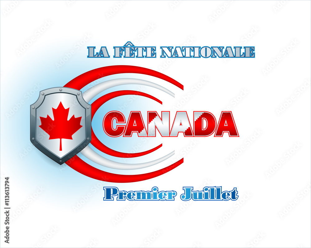 Background with maple leaf symbol and Canadian flag, colors for July First, National Celebration of Canada Background with maple leaf symbol and Canadian flag, colors for July First, National Celebration of Canada