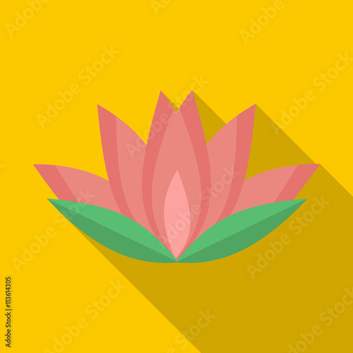 Lotus flower icon, flat style