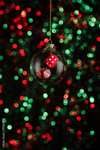 Christmas ornament with poker game lement