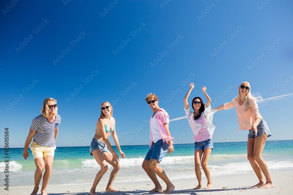  Portrait of friends posing at the beach