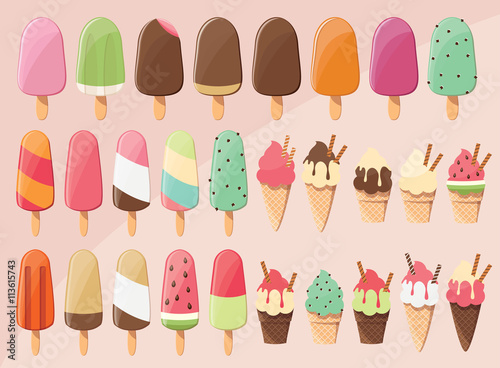 Huge collection of 28 delicious glossy tasty ice cream popsicles