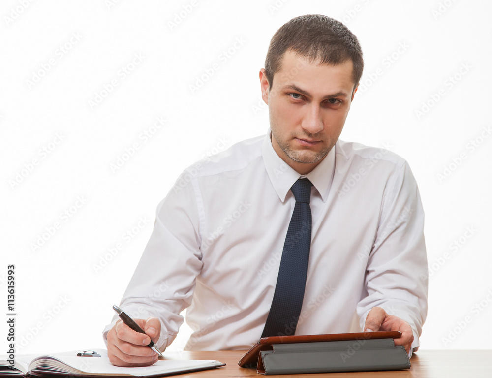 Businessman examining documents Businessman examining documents