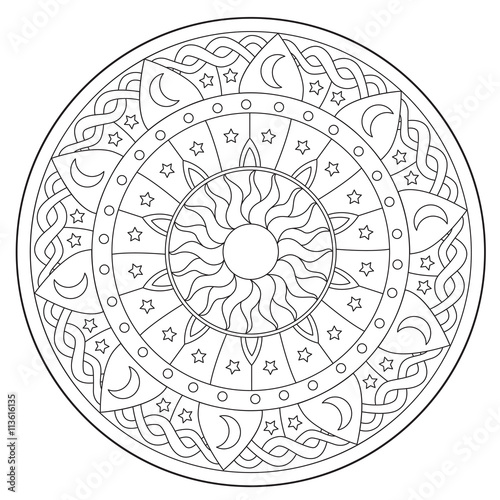 Fototapeta Naklejka Na Ścianę i Meble -  Coloring Space Round Ornament