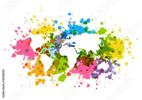 Color background with world map silhouette