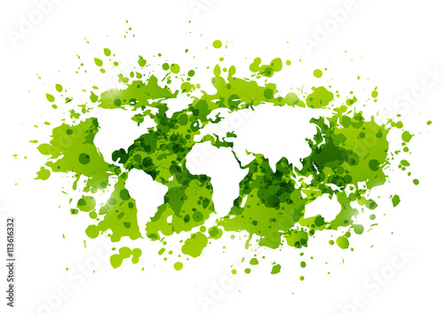 Ecology background with green paint splashes 