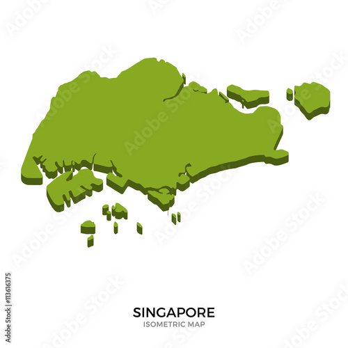 Isometric map of Singapore detailed vector illustration