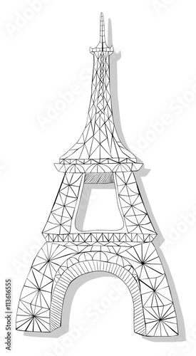 Fototapeta Naklejka Na Ścianę i Meble -  Hand drawn Eiffel tower