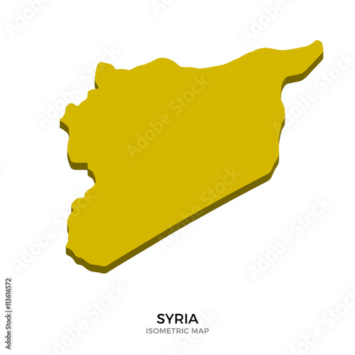 Isometric map of Syria detailed vector illustration