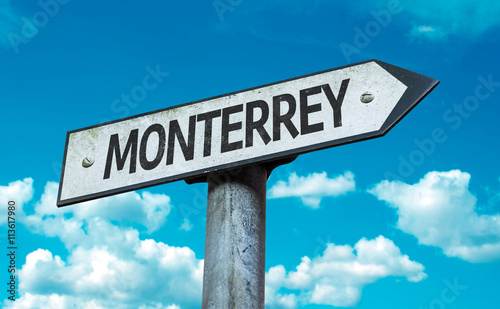 Monterrey direction sign in a concept image photo