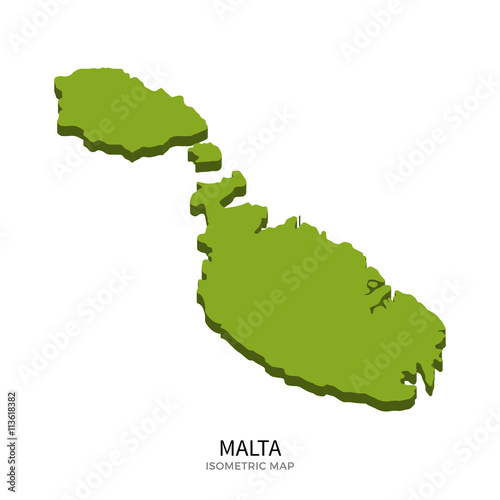 Isometric map of Malta detailed vector illustration