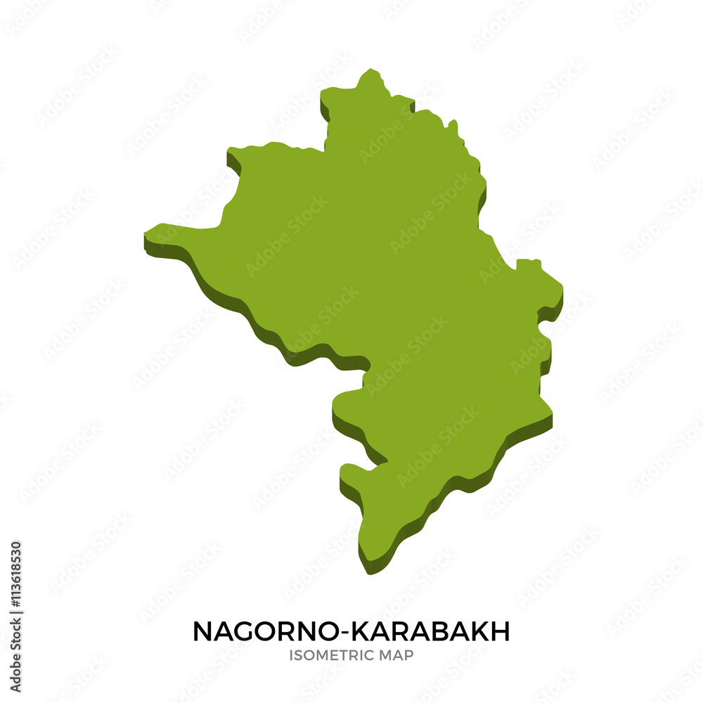 Isometric map of Nagorno-Karabakh detailed vector illustration