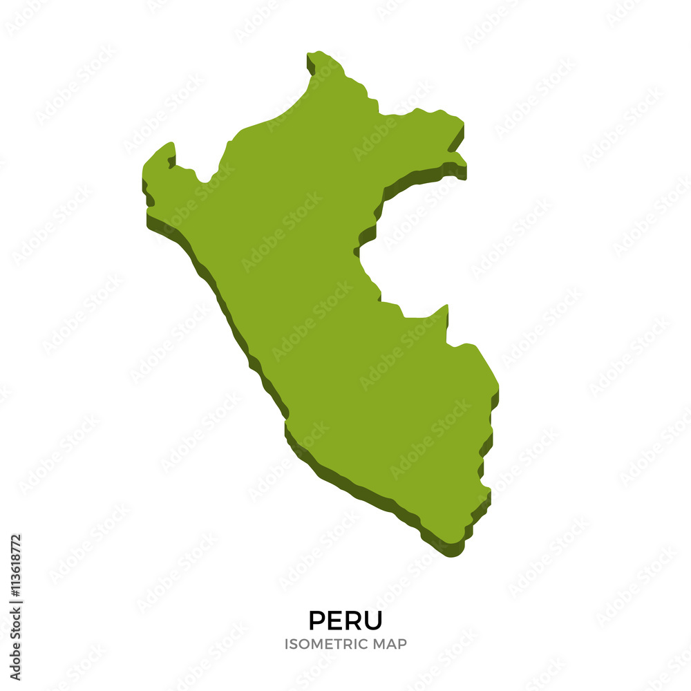 Isometric map of Peru detailed vector illustration