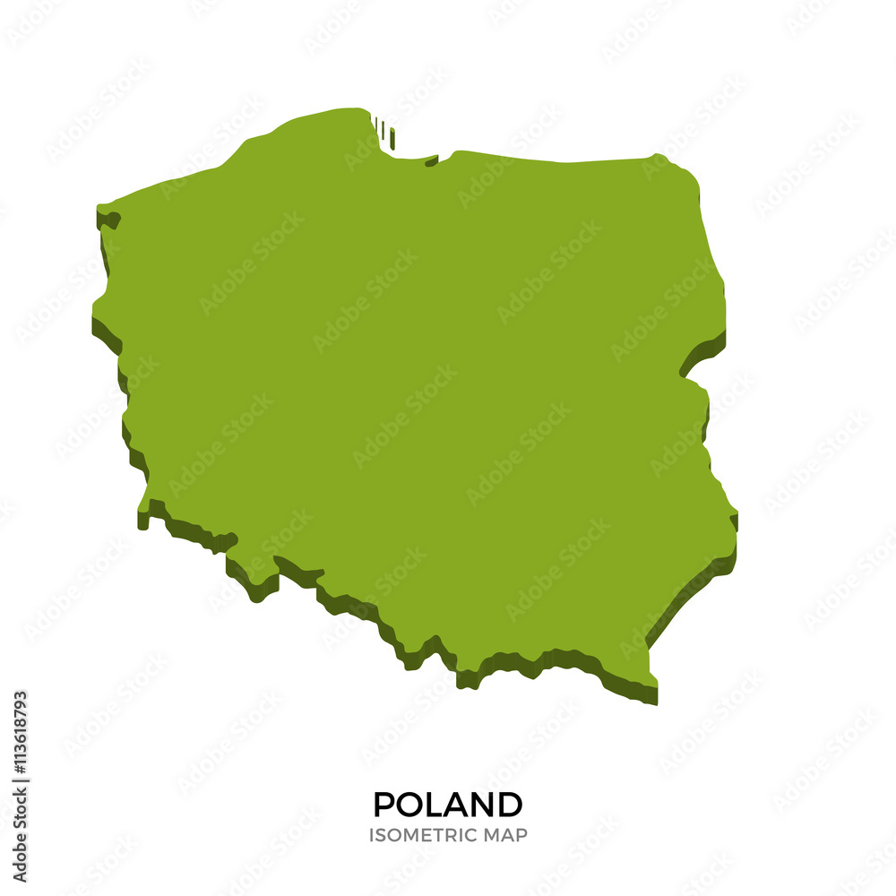 Isometric map of Poland detailed vector illustration