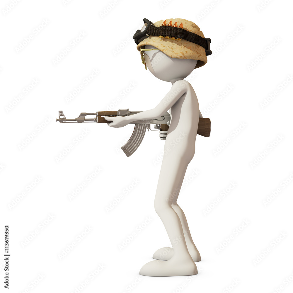 Naklejka premium soldier isolated on white background, 3d rendering