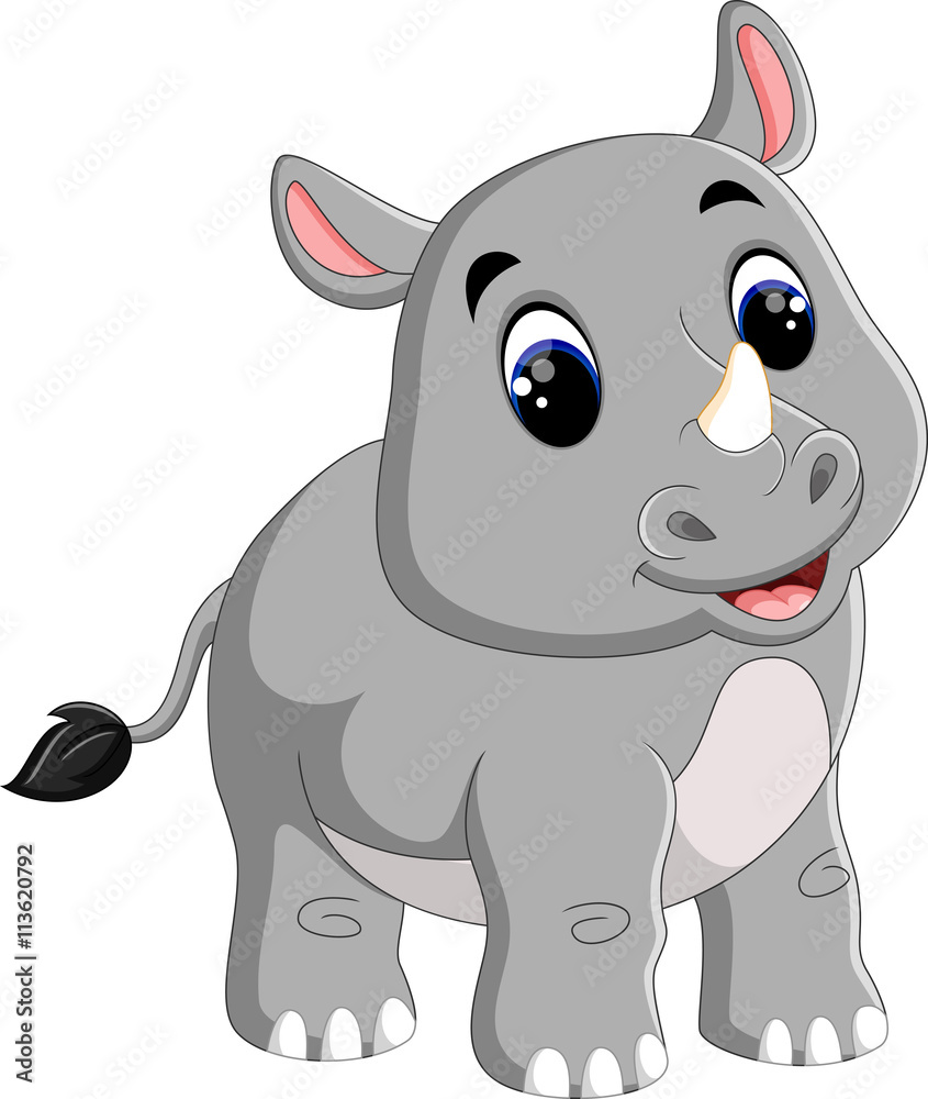 Fototapeta premium Cartoon cute rhino sitting