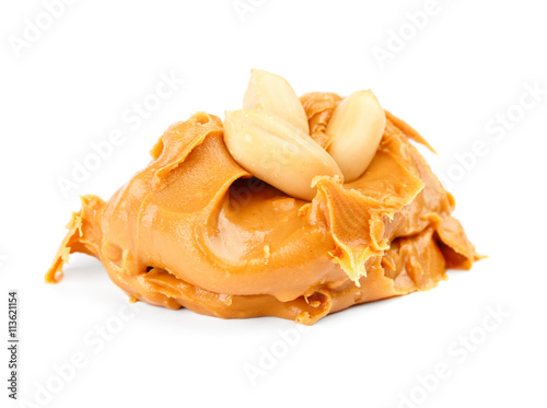 Peanut butter spread isolated on white 