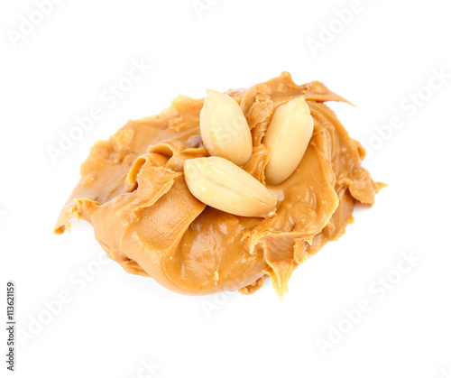 Peanut butter spread isolated on white 