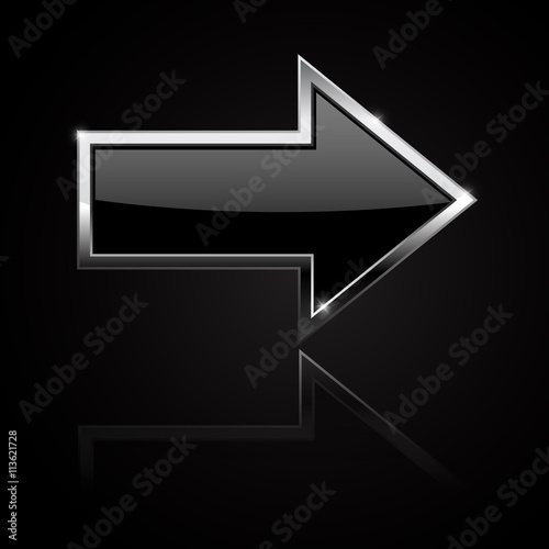 Black arrow with chrome frame on black background