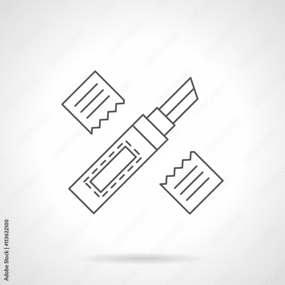 Stationery knife flat line vector icon Stationery knife flat line vector icon