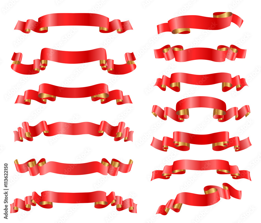 red ribbons set on white. vector illustration red ribbons set on white. vector illustration
