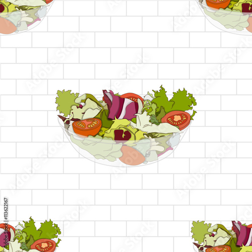 Salad Bowl on White Brick W...