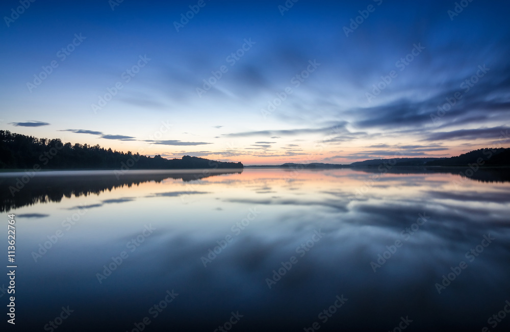 Midnight on Scandinavian lake