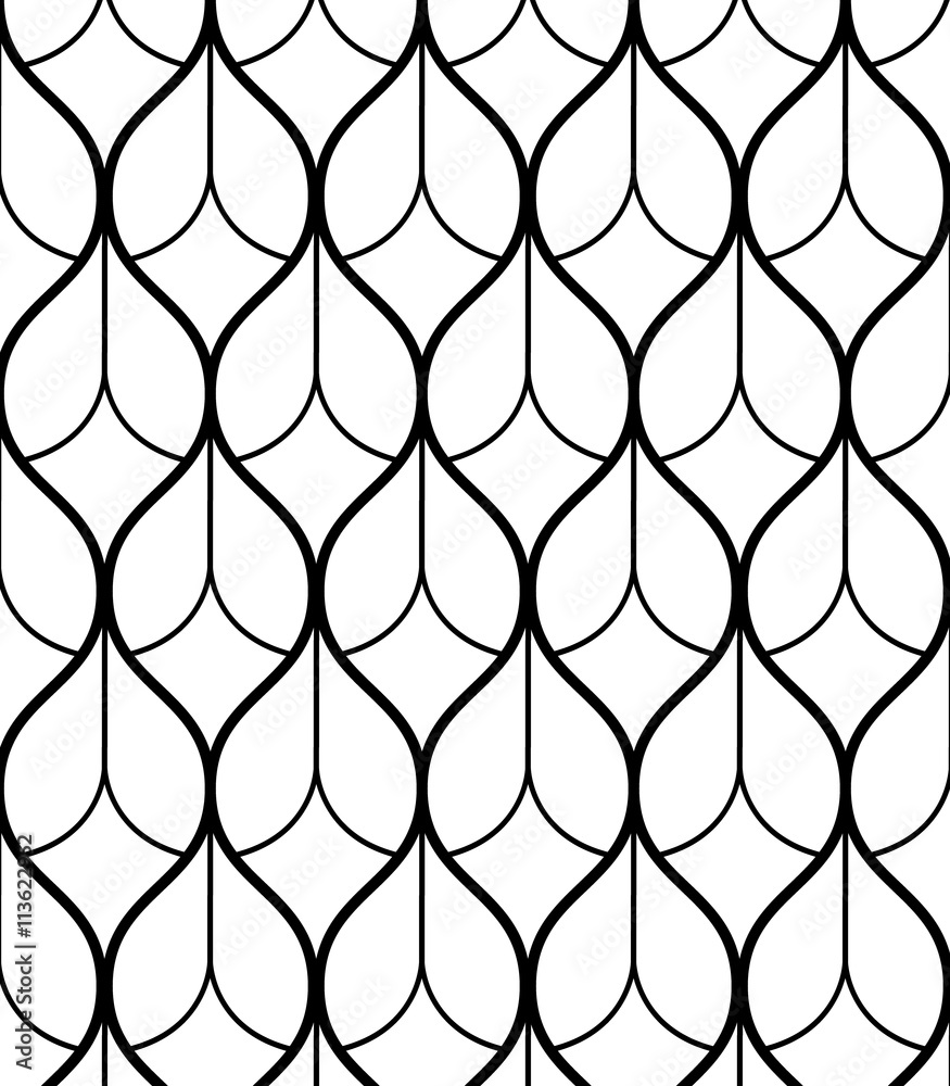 Fototapeta premium Abstract geometric pattern with wavy lines, stripes. A seamless vector background. Brown and white ornament.