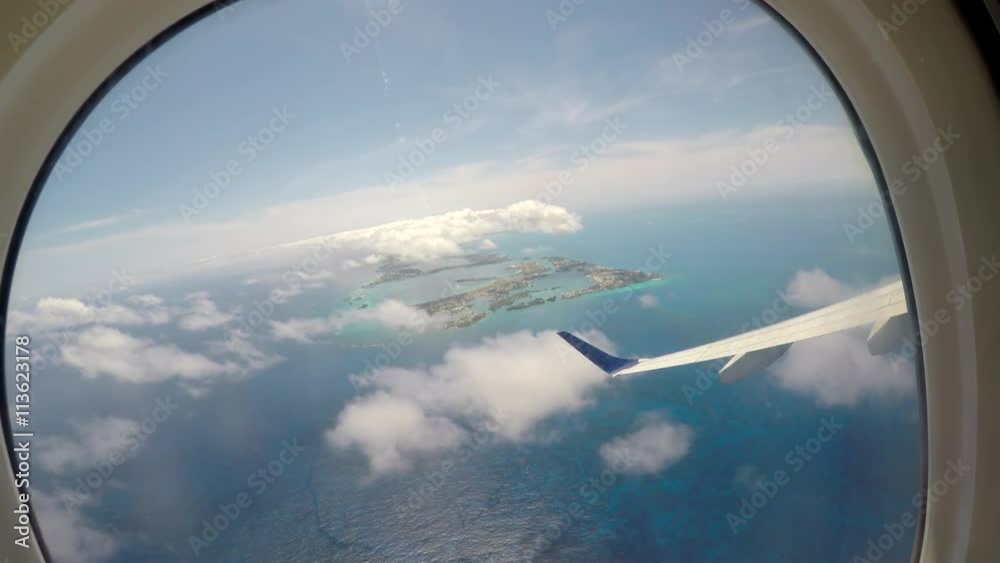 Aerial view from the airplane to the Bermuda islands