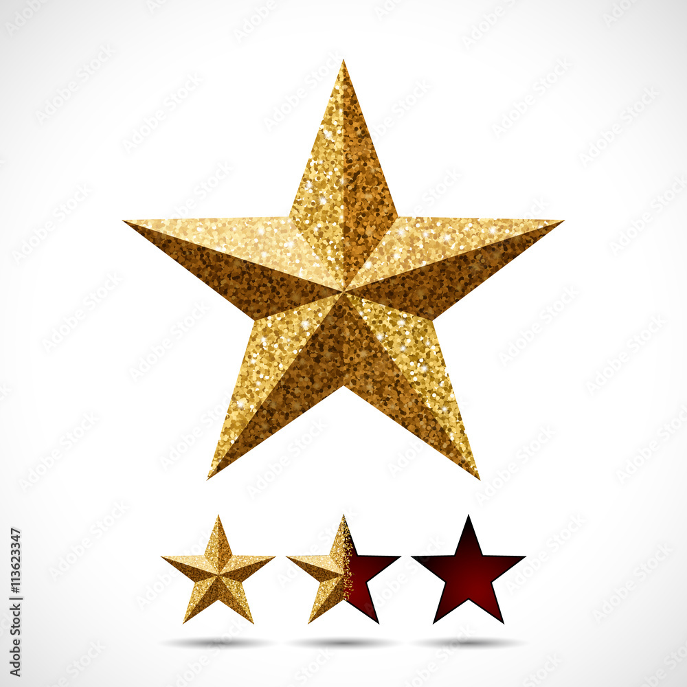 Star with glitter texture and rating template Star with glitter texture and rating template