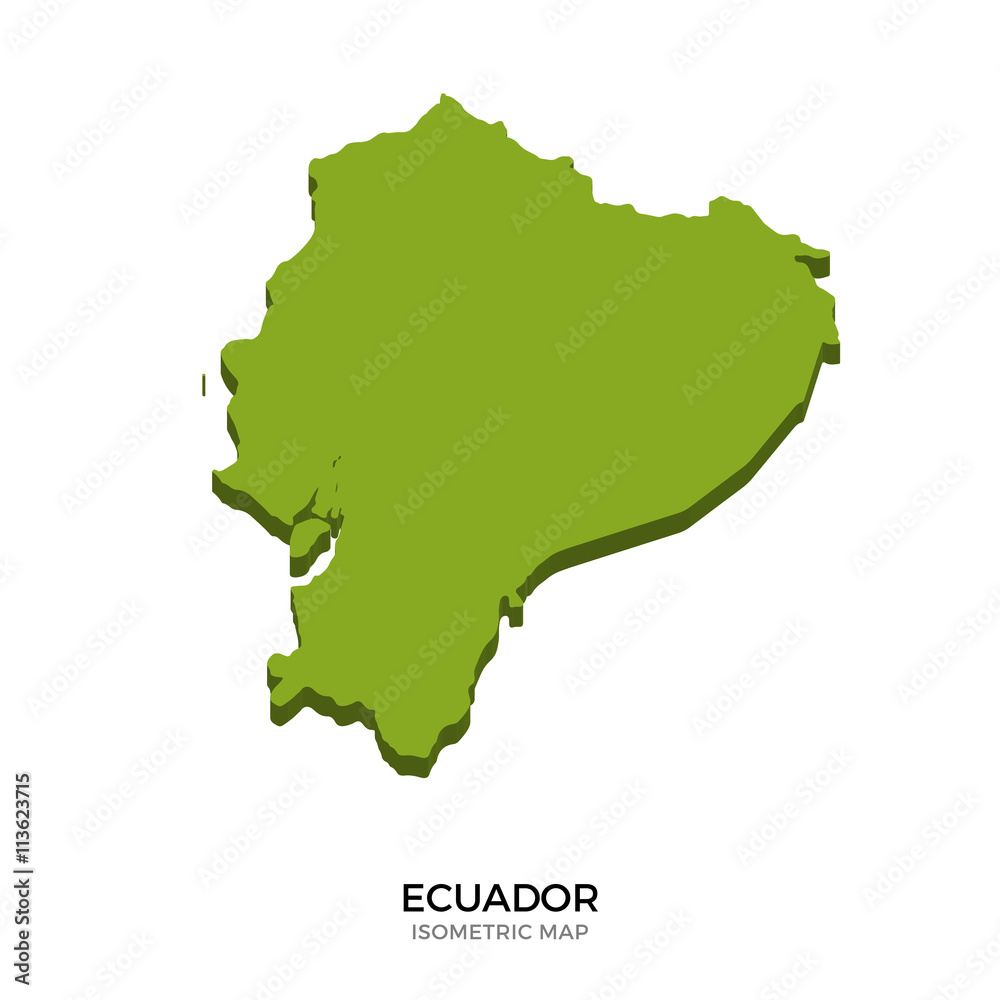 Isometric map of Ecuador detailed vector illustration