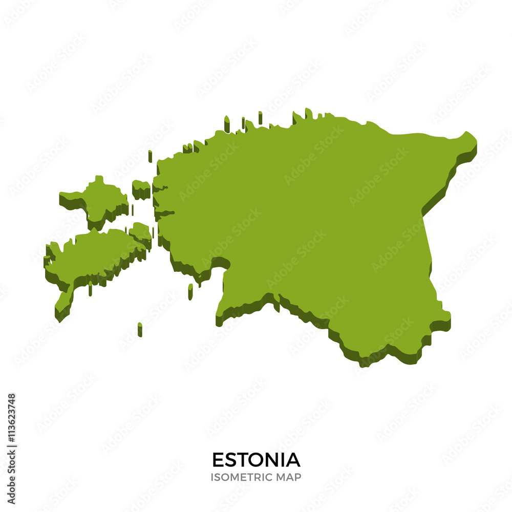 Isometric map of Estonia detailed vector illustration