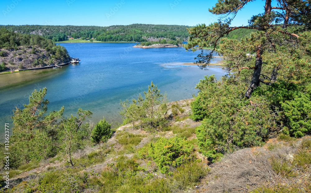 Swedish sea fjord in summer scenery