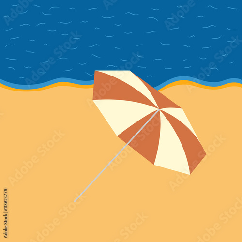 evening beach with a beach umbrella
