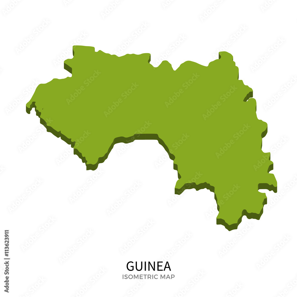 Isometric map of Guinea detailed vector illustration