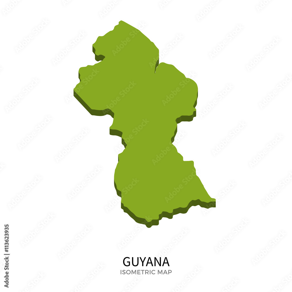 Isometric map of Guyana detailed vector illustration Isometric map of Guyana detailed vector illustration