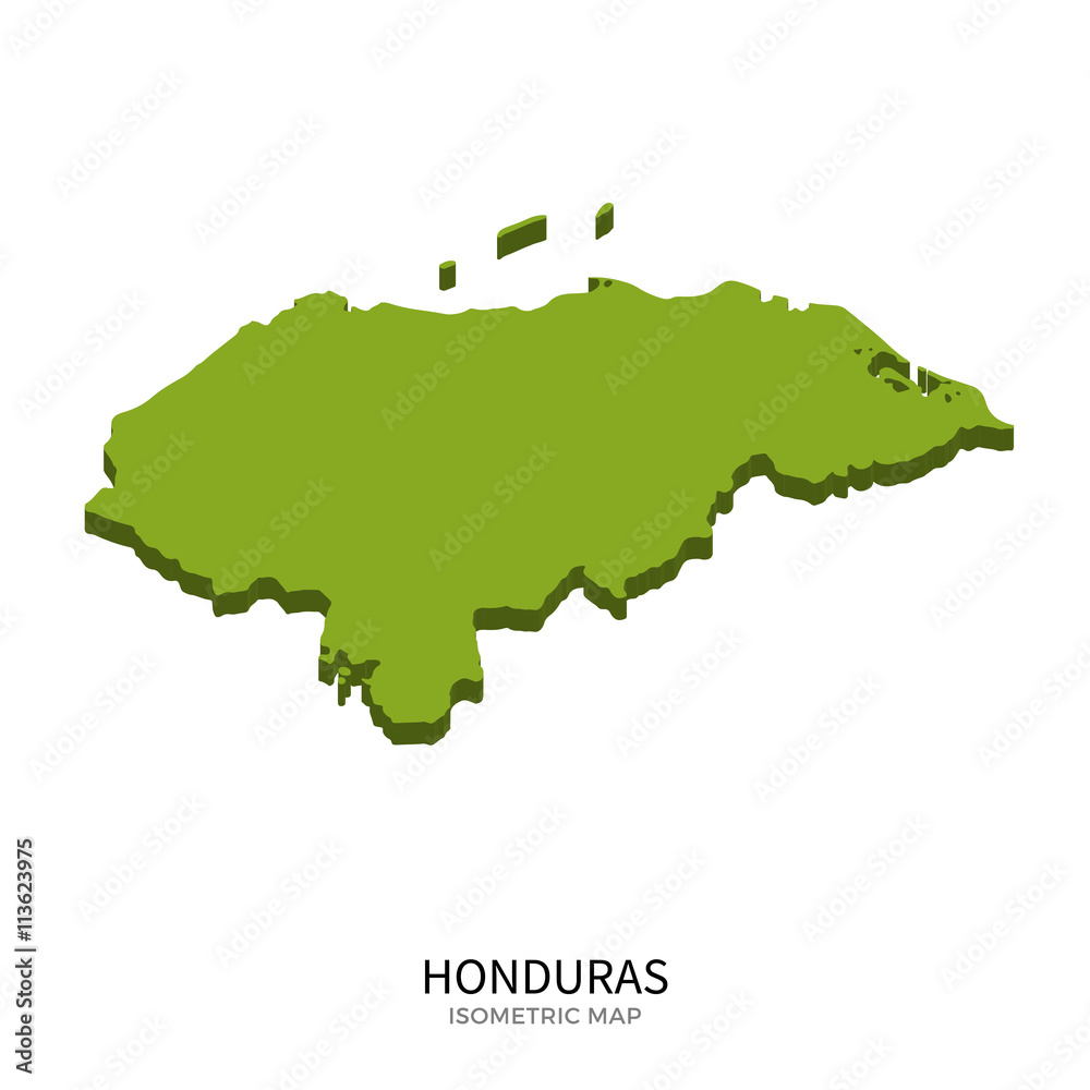 Isometric map of Honduras detailed vector illustration