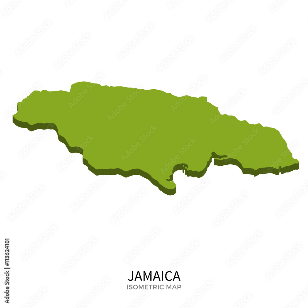 Isometric map of Jamaica detailed vector illustration
