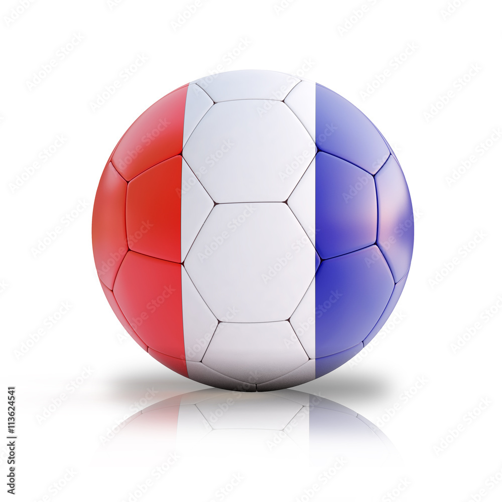 3d illustration of the French flag on a soccer ball 3d illustration of the French flag on a soccer ball