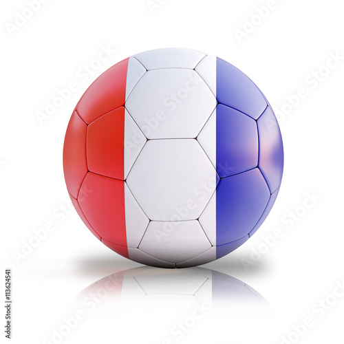 3d illustration of the French flag on a soccer ball