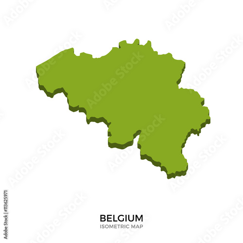 Isometric map of Belgium detailed vector illustration
