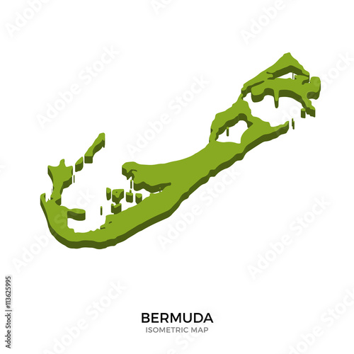 Isometric map of Bermuda detailed vector illustration