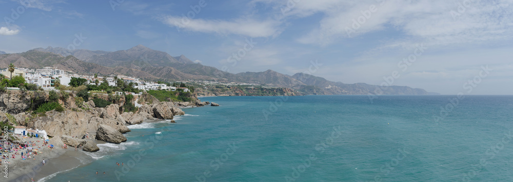 Panoramic view on the coast of Nerja Panoramic view on the coast of Nerja