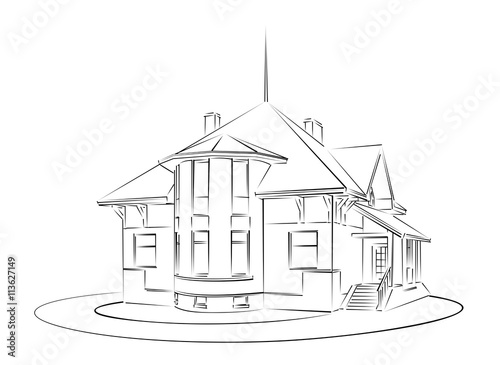 Sketch of country house.