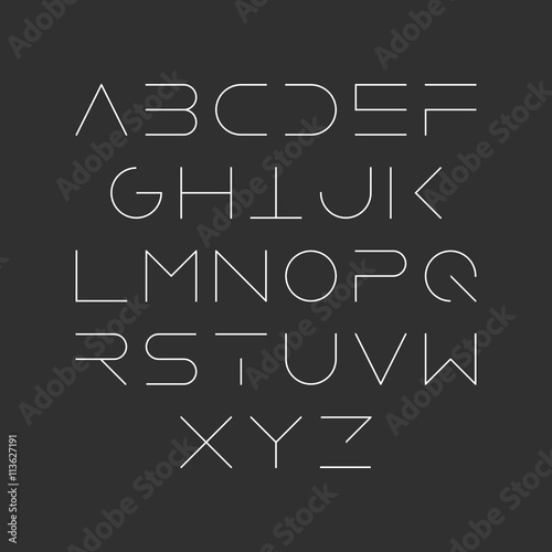 Extra thin line style, linear uppercase modern font, typeface, minimalist style. Latin alphabet letters
