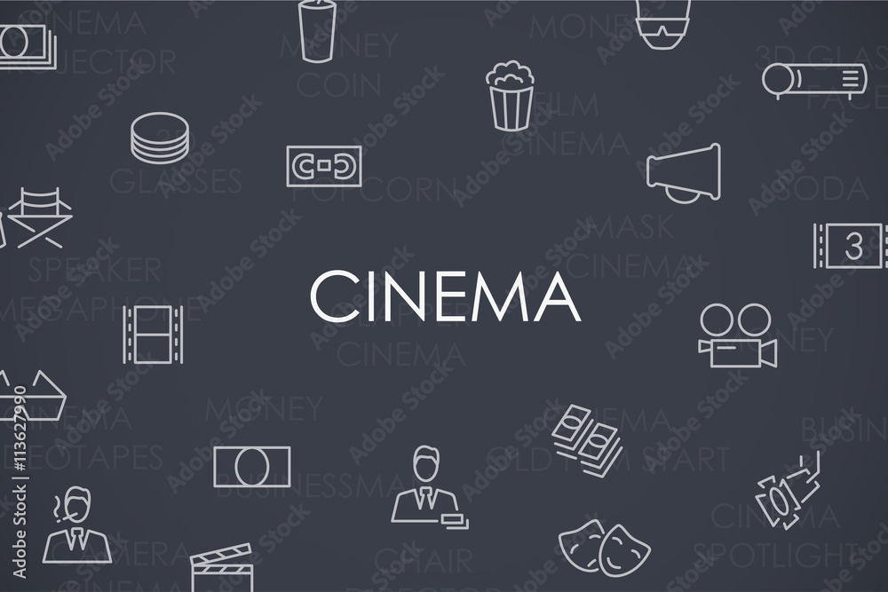 Cinema Thin Line Icons Cinema Thin Line Icons