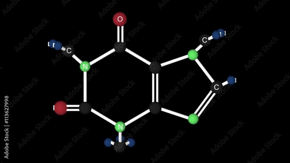 Caffeine molecule structure. Molecular structure of caffeine, coffee ...